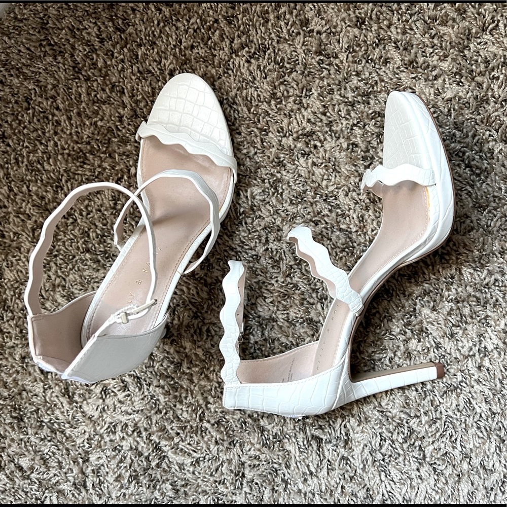 Kelly & Katie white heels